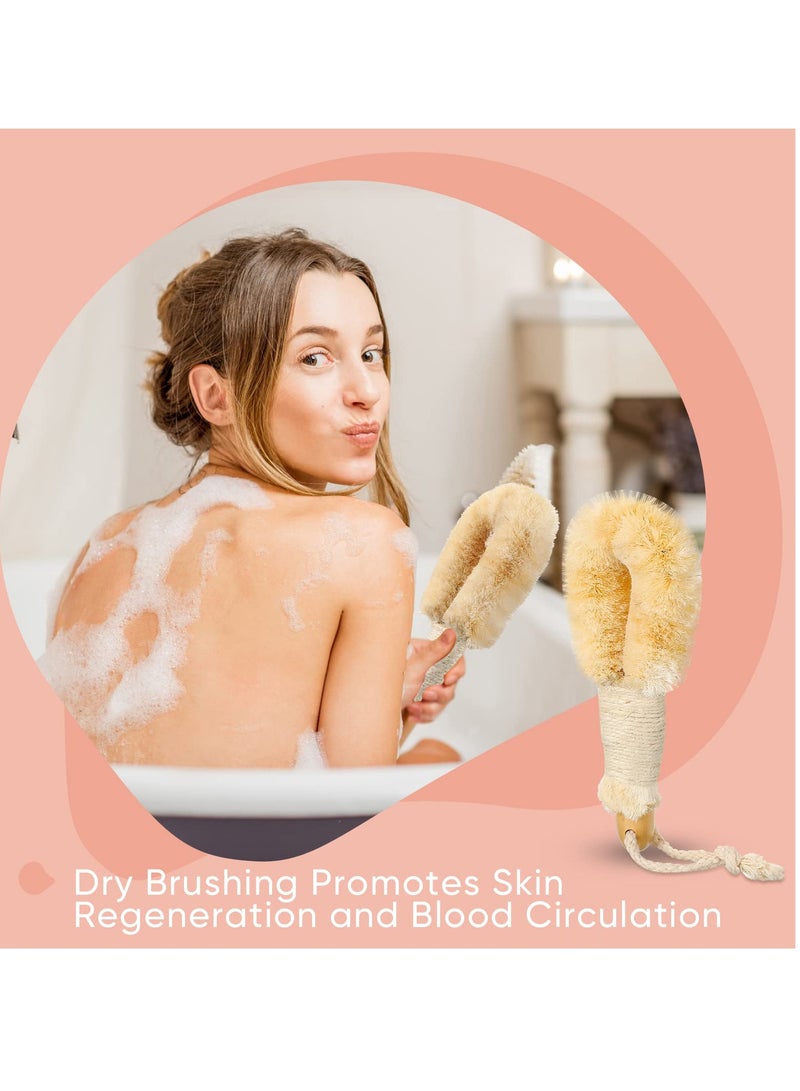 Dry Brushing Body Brush, Skin Exfoliating Body Scrub Brush, Body Scrubber Brush, Sisal Brush with Naturals Fibers for Skin Care, Exfoliates Skin 2PCS - Image 2