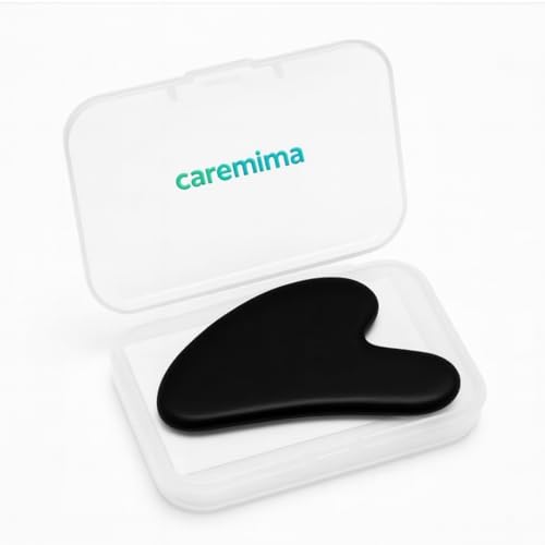 CAREMIMA by SKINROTH Authentic Jade Gua Sha Tool | Green Natural Stone for Face & Body Massage | Ergonomic Design for Skincare Application (Black) - Image 1