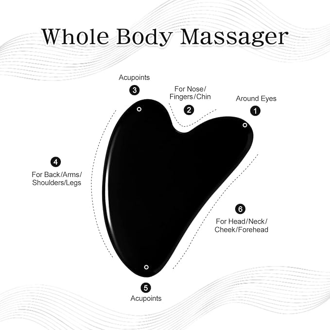 CAREMIMA by SKINROTH Authentic Jade Gua Sha Tool | Green Natural Stone for Face & Body Massage | Ergonomic Design for Skincare Application (Black) - Image 3