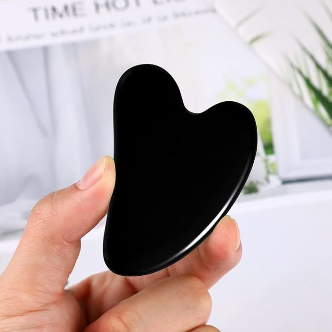 CAREMIMA by SKINROTH Authentic Jade Gua Sha Tool | Green Natural Stone for Face & Body Massage | Ergonomic Design for Skincare Application (Black) - Image 4