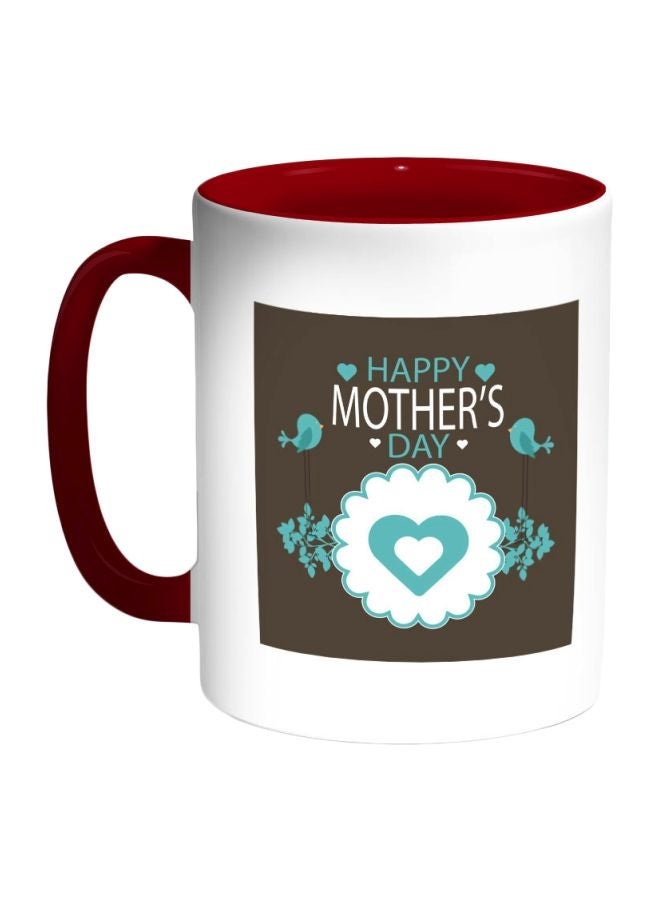 Happy Mother's Day Printed Coffee Mug Red/Grey/Blue 11ounce