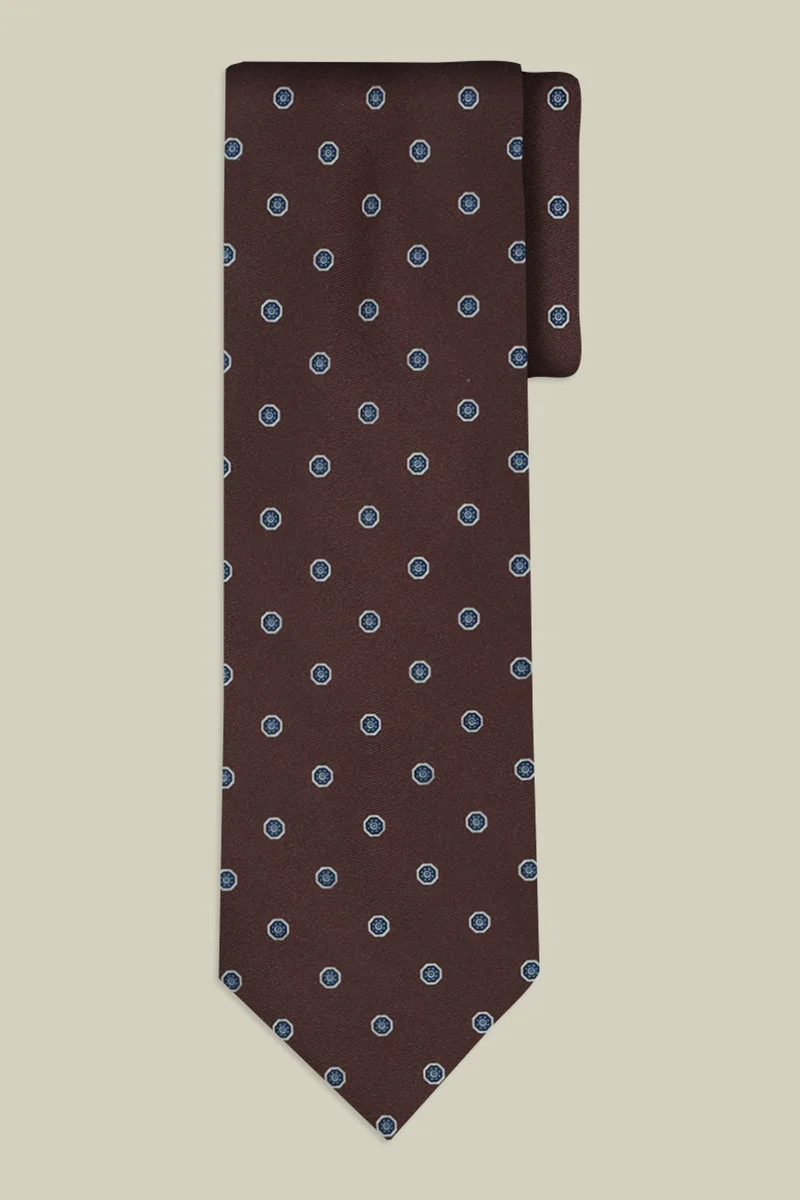 Doppelganger Men's tie with geometric light blue polka dots - Bordeaux
