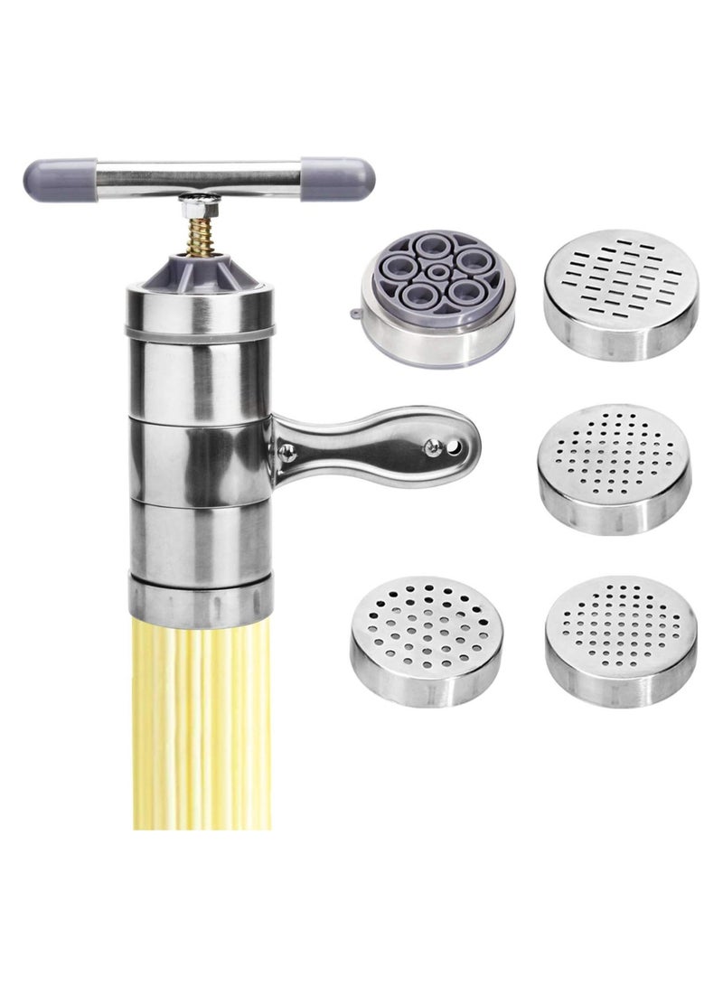 YelaJoy آلة صنع نودلز سباغيتي، 5 قوالب، آلة صنع المعكرونة يدوية - Image 1