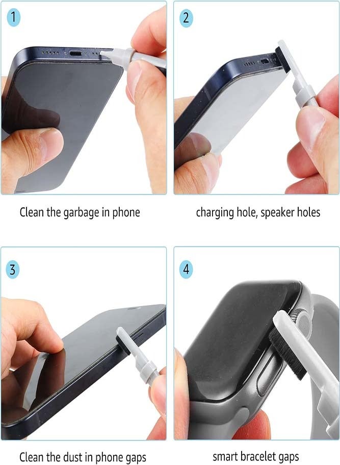 Loquat 6in1 Multifunctional Electronic Equipment Cleaner Kit for Mobile Phone, KeyboardBluetooth Earphones, White Electronic Cleaner Tool - Image 4