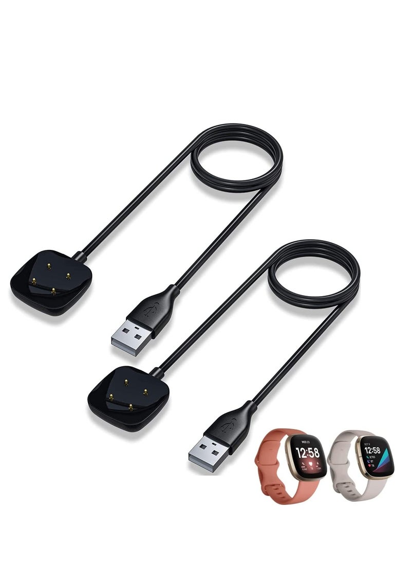 Charger Dock Compatible for Fitbit Sense/Versa 3, USB Charging Cable Replacement Stand Base Station Accessories with 3.3FT for Sense Smartwatch 2-Pack - Image 1