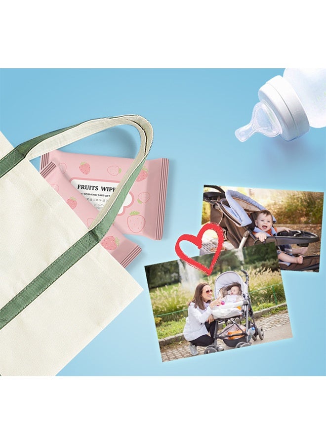 Cleansing Wipes, Strawberry 100% Plant-Based Wet Wipes for Adults  Kids; Gentle on Sensitive Skin, Bathroom  Travel, 5-Pack (50 Counts) - Image 5