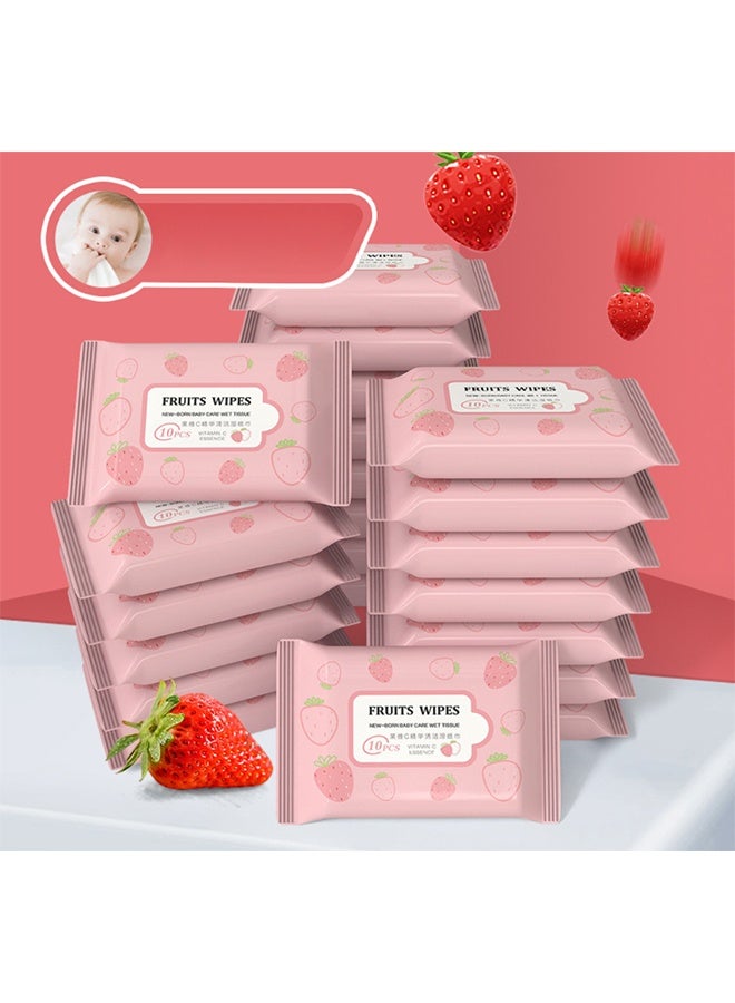 Cleansing Wipes, Strawberry 100% Plant-Based Wet Wipes for Adults  Kids; Gentle on Sensitive Skin, Bathroom  Travel, 5-Pack (50 Counts) - Image 4