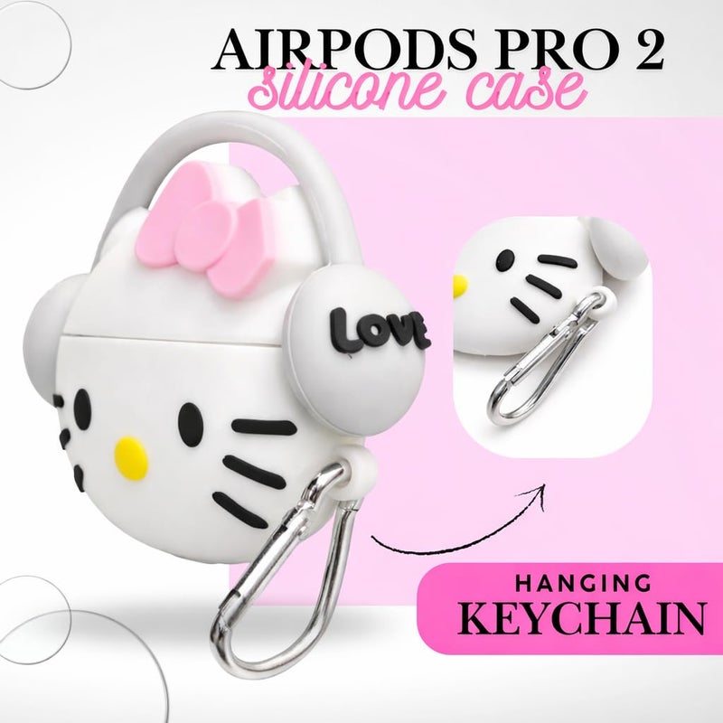 EMOH ROCED Compatible with AirPods Pro 2 Case with Cleaner Kit, Protective Shockproof 3D Cartoon, Charging Case Cover for AirPod Pro 1st/2nd Generation (2022/2019) (Kitty White) - Image 2