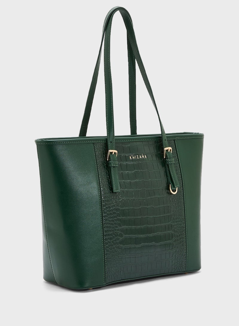 Khizana Croc Panel Tote Bag  - Image 3