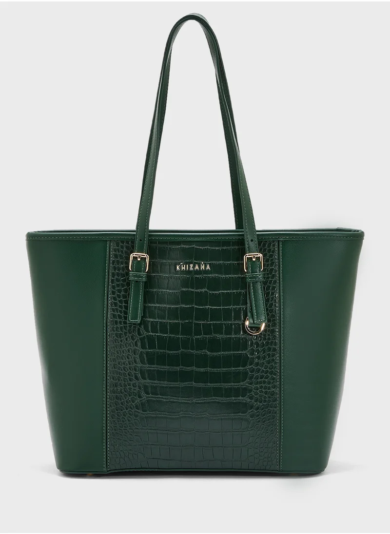 Khizana Croc Panel Tote Bag