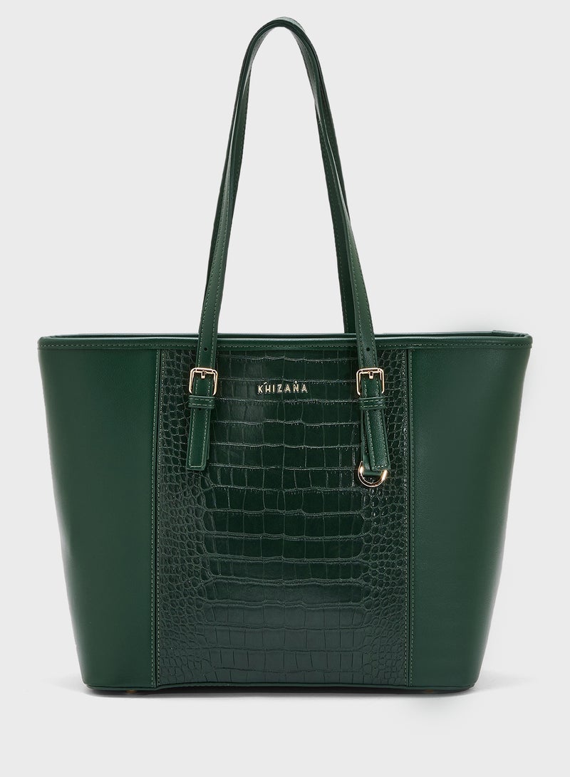 Khizana Croc Panel Tote Bag  - Image 1