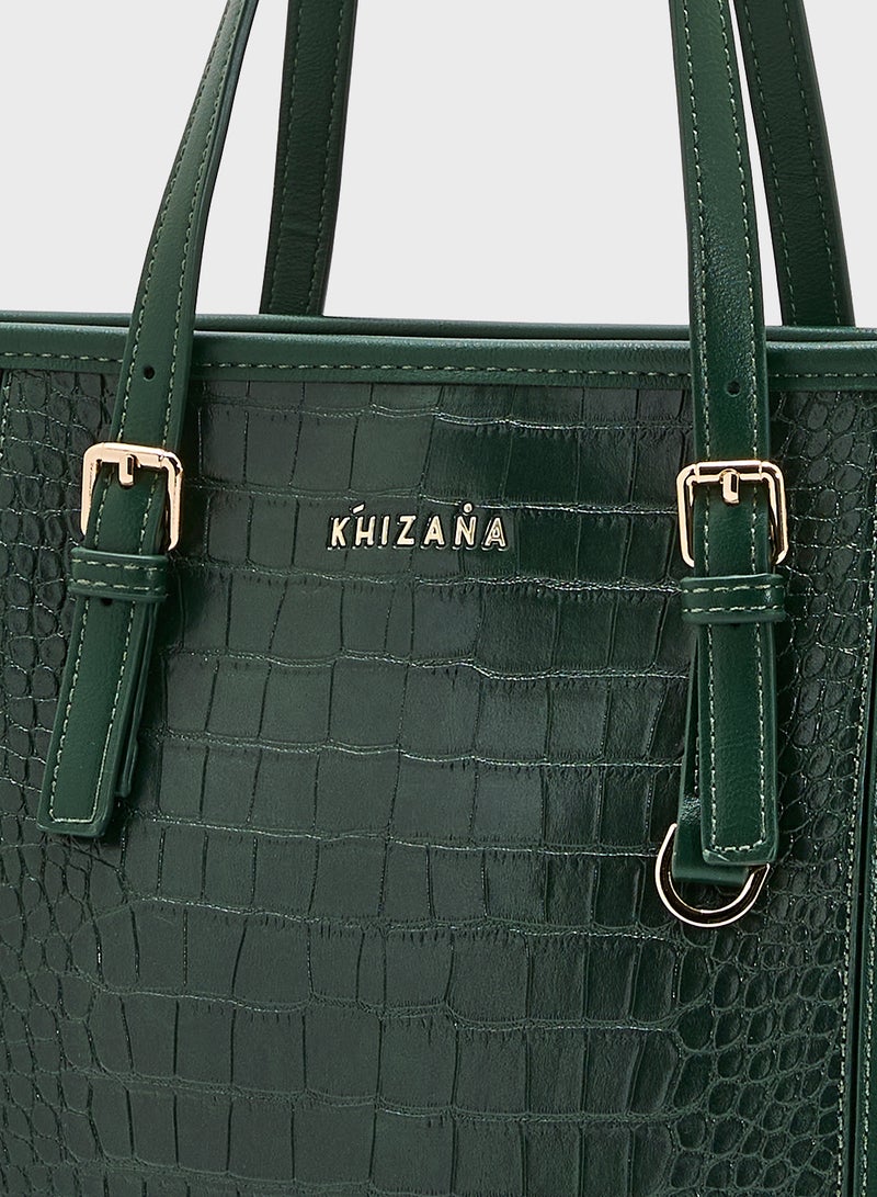 Khizana Croc Panel Tote Bag  - Image 4