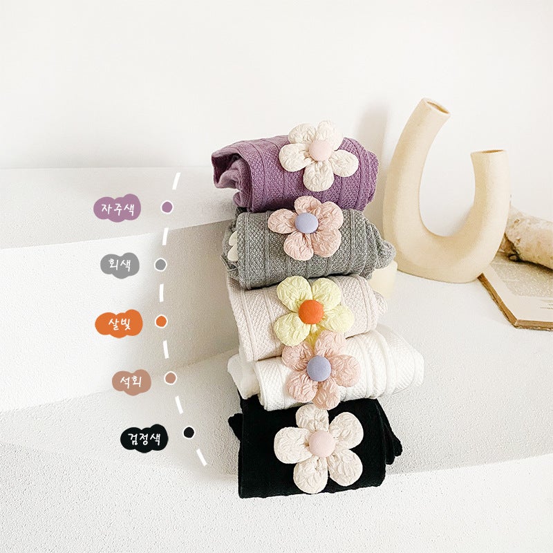 2022 New Korean Style Solid Color Children'S Leggings Cute Little Flower Baby Girls' Leather Band Ankle-Length Pants Breathable - Image 5