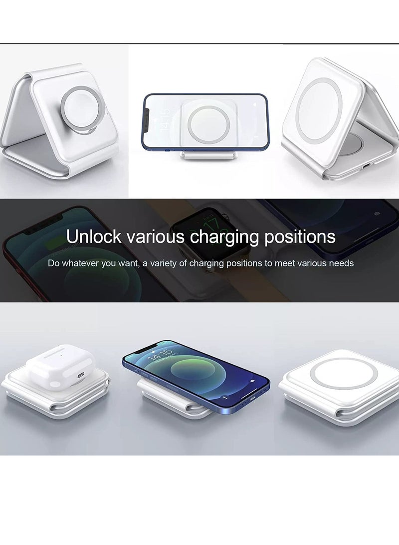 New 2022 Foldable Ultra-Thin Mobile Phone Watch Stand Charger 15W Fast QI Magnetic 3 in 1 Wireless - Image 5