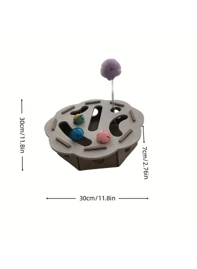 White Floral Embroidered Cat Puzzle Felt Box With 3 Teaser Bells Balls And 1 Teaser Wand Pet Enrichment Self Soothing Game Set - Image 2