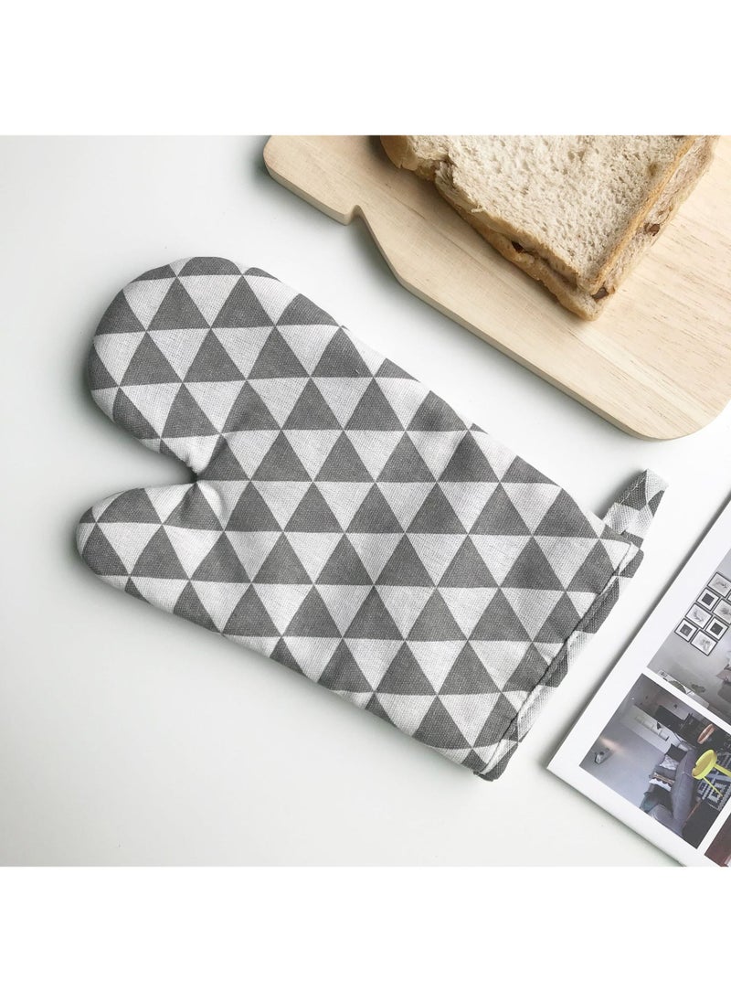 Nordic style microwave oven heat insulation gloves oven anti-scalding gloves high temperature kitchen baking gloves factory direct sales Grey Triangle  - Image 1