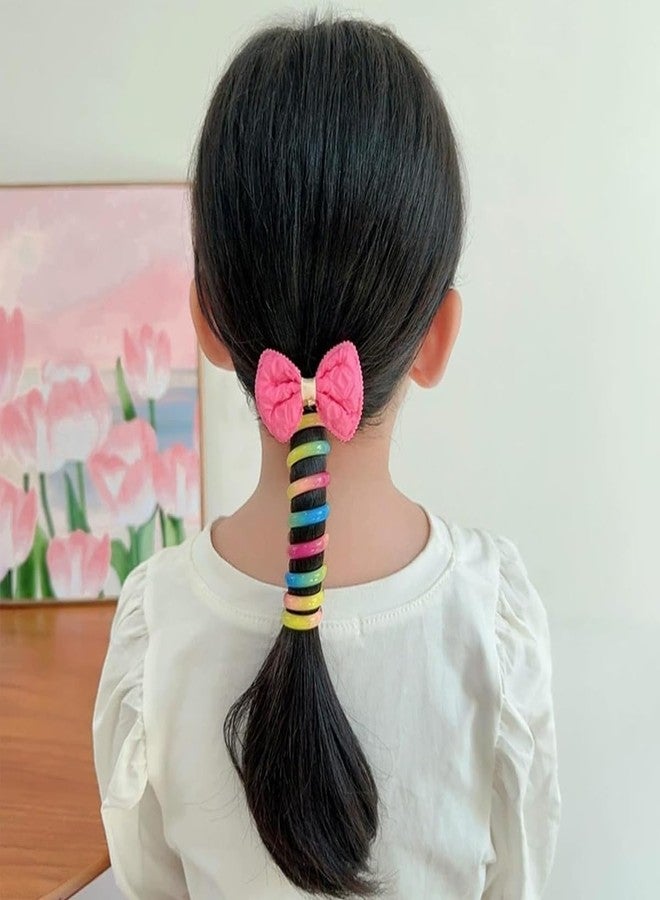 Hivata Spiral Rope Telephone Wire Korean (Pack of 5pc) Hair Rubber Bands Elastic for Girls Kids Braided Spiral Hair Ties Cute Cartoon Ponytail Maker Phone Cord Hair Accessories for Girls - Image 4