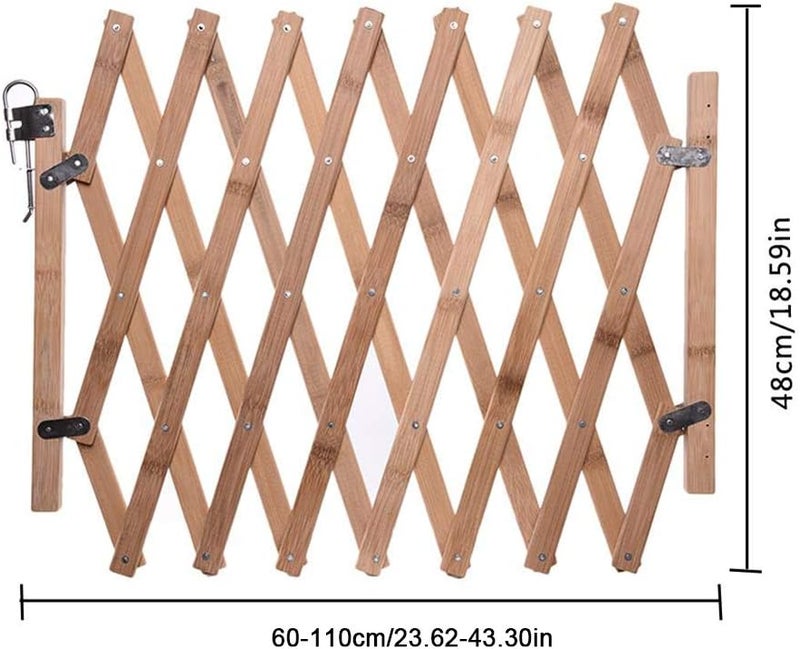 Pet Gate Retractable Adjustable Wood Indoor Dog Door for Stairs Safety Fence, Log Material for Dogs and Other Pets, 60-110cm Telescopic Length for Dining Rooms or Outdoors (Assorted Color) - Image 2