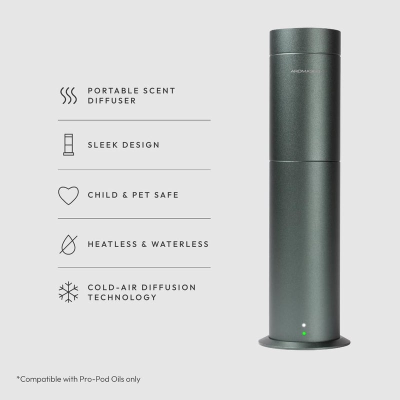 AROMA360 -Mini Pro Scent Diffuser-Aroma Diffuser for Essential Oils-Cold-Air Diffusion-600sq.ft. Coverage-Waterless Air Diffuser-Green-Works Exclusively with Pro Pod Bottles - Image 1