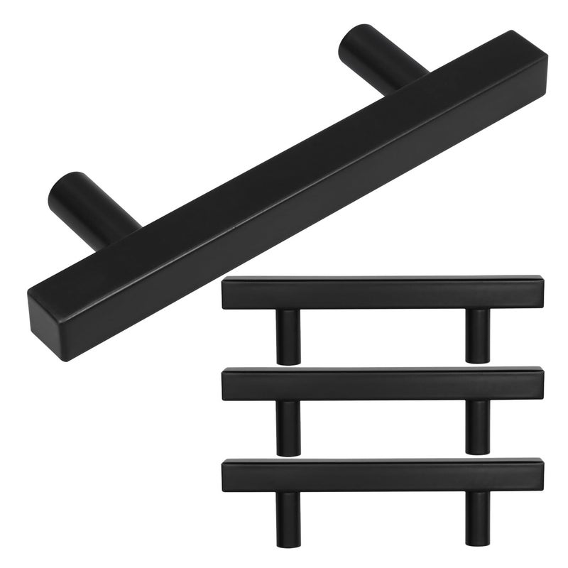 Black Stainless Steel T Shaped Cabinet Handles 12x12mm Square Tube Drawer Pulls Kitchen Wardrobe Hardware - Image 2