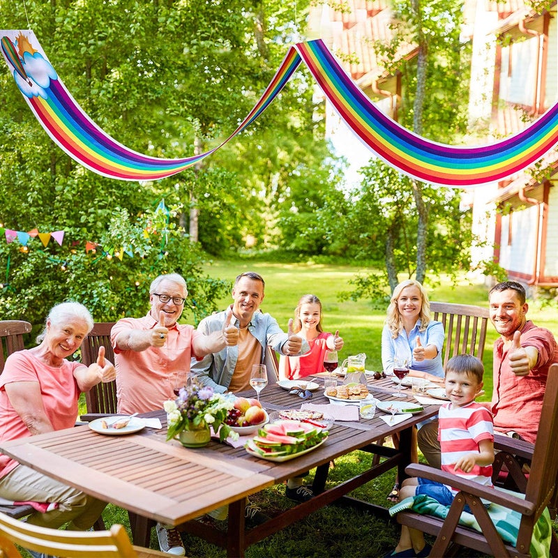 Blulu 1 Pc Rainbow Ceiling Decorations Rainbow Cloud Ceiling Garland Banner Hanging Bunting for Birthday Party Classroom Daycare and Nursery School Baby Shower Decorations - Image 3