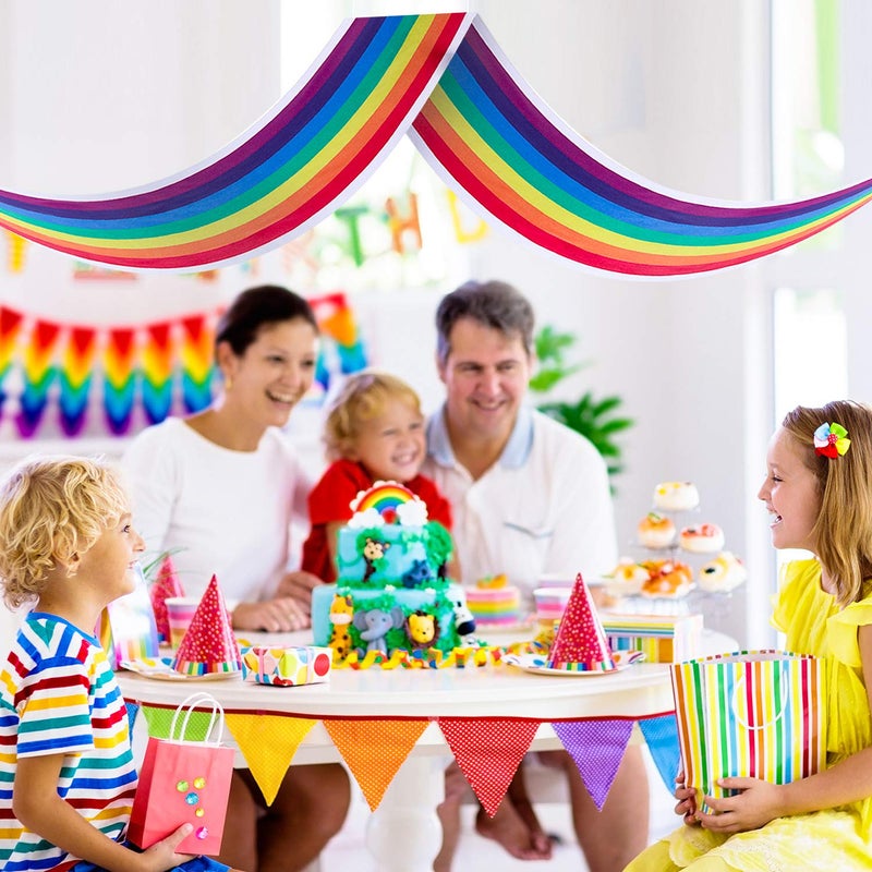 Blulu 1 Pc Rainbow Ceiling Decorations Rainbow Cloud Ceiling Garland Banner Hanging Bunting for Birthday Party Classroom Daycare and Nursery School Baby Shower Decorations - Image 2