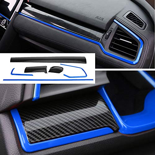 BOYUER 15PCS Civic Interior Full Accessories Center Console Gear Box Cover Trim Steering Wheel Trims Decoration Stickers for 10th Gen Honda Civic 2021 2020 2019 2018 2017 2016(BLUE) - Image 2