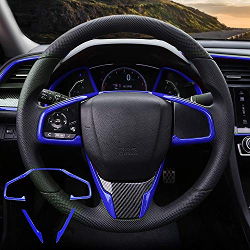 BOYUER 15PCS Civic Interior Full Accessories Center Console Gear Box Cover Trim Steering Wheel Trims Decoration Stickers for 10th Gen Honda Civic 2021 2020 2019 2018 2017 2016(BLUE) - Image 3