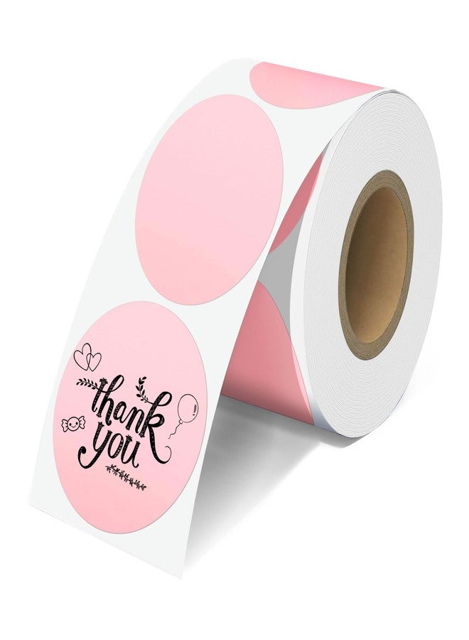 JOYIT 2'' Pink Thermal Labels - 600pcs Round Thermal Printer Labels, Waterproof Thermal Printer Stickers for Logo Design, Name/Price Tag, Thanks Card, Address, QR Code, 600 Labels/Roll (Pink) - Image 1