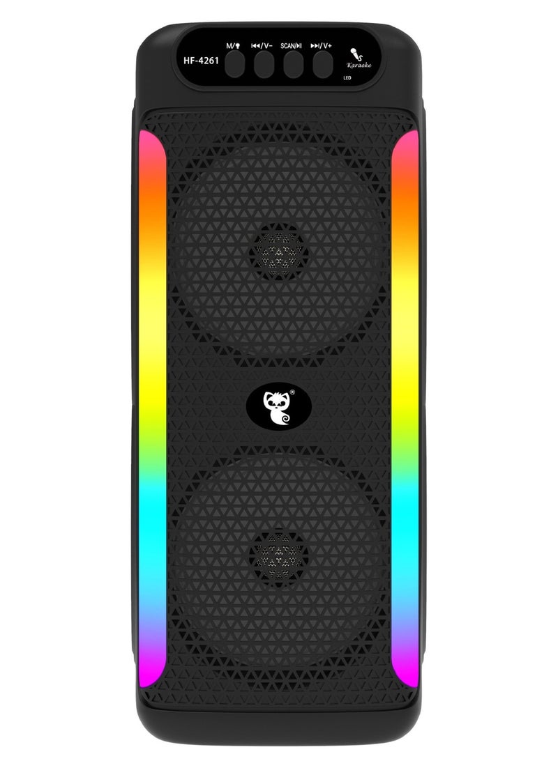 LC Portable Bluetooth Speaker – Dual Speaker Set with LED RGB Lights and Karaoke Function - Image 3