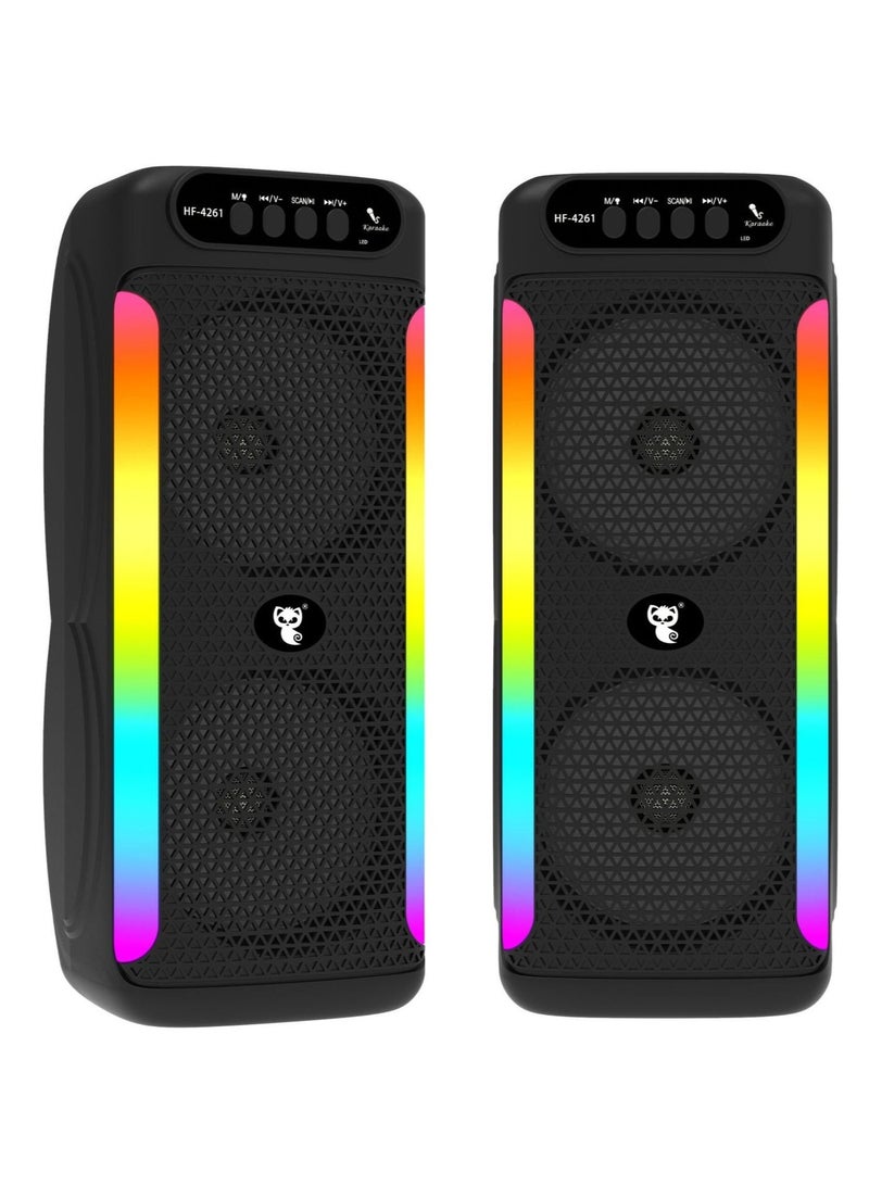LC Portable Bluetooth Speaker – Dual Speaker Set with LED RGB Lights and Karaoke Function - Image 1