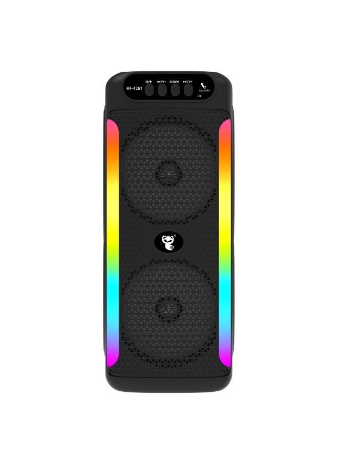 LC Portable Bluetooth Speaker – Dual Speaker Set with LED RGB Lights and Karaoke Function - Image 4