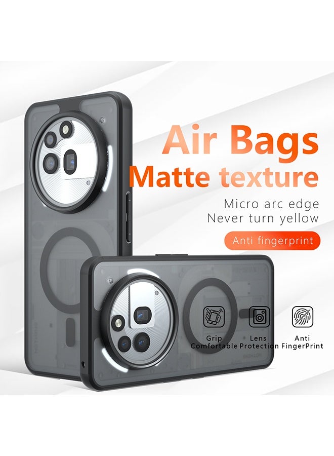 القضية المغناطيسية لا شيء الهاتف 3a برو 5G, الجليد الشفاف الظهر الوقائي غطاء الهاتف النحيف, مكافحة البصمات, مكافحة السقوط الحماية, حالة مقاومة للصدمات لا شيء الهاتف 3a برو 5G (الأسود) - Image 1