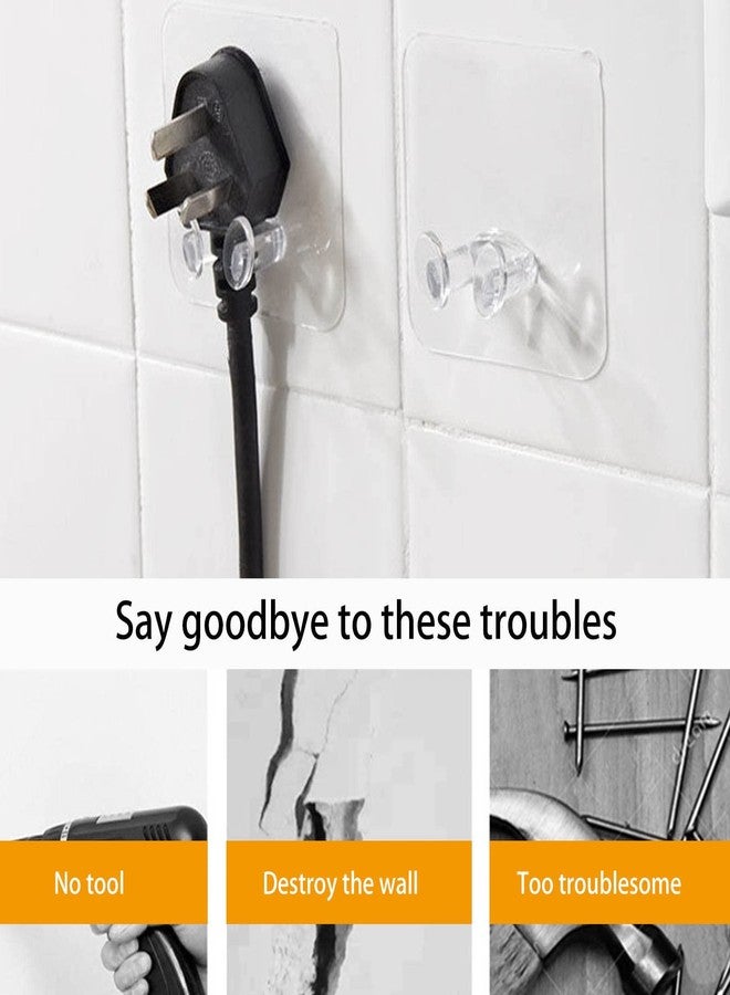 DOOMSDAY 5 Pieces Power Plug Socket Holder Storage Hook Self Adhesive Hanger Hooks for Kitchen Bathroom Home Office Hanging Wall Mounted Multi-Functional Transparent Keys Holder - Image 5