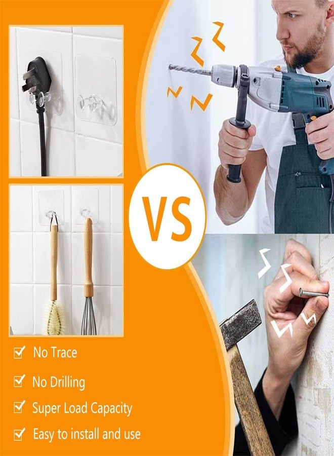 DOOMSDAY 5 Pieces Power Plug Socket Holder Storage Hook Self Adhesive Hanger Hooks for Kitchen Bathroom Home Office Hanging Wall Mounted Multi-Functional Transparent Keys Holder - Image 3