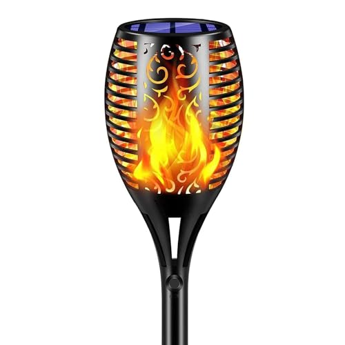 GIGAWATTS 96 LED Solar Mashaal Lights Outdoor Lantern Waterproof Long Lasting Flame Fire Dawn to Dusk Decoration Lighting with 3 Mode Attachment & Auto On/Off for Home Garden Balcony (Pack of 1) - Image 1