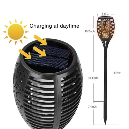 GIGAWATTS 96 LED Solar Mashaal Lights Outdoor Lantern Waterproof Long Lasting Flame Fire Dawn to Dusk Decoration Lighting with 3 Mode Attachment & Auto On/Off for Home Garden Balcony (Pack of 1) - Image 4