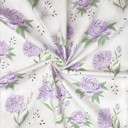Sleepsia Lounge 100% Cotton bedsheet | Lavender Botanic Florals Print Premium Bedsheet for Double Bed King Size -Soft & Breathable,180 TC Bed Sheet for Bedroom,Wrinkle-Resistant,Skin-Friendly - Image 2