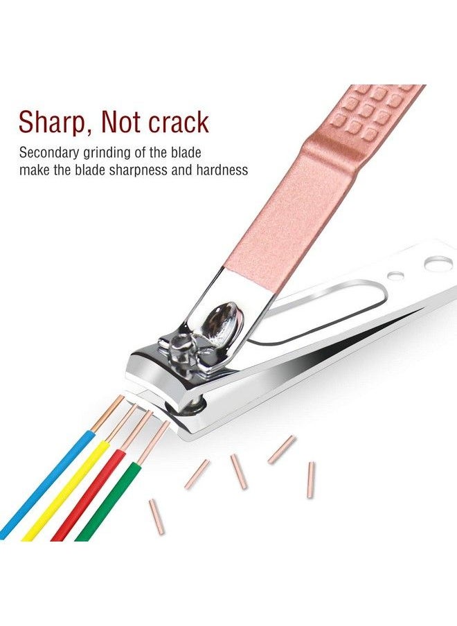 ZIZZON - Travel Mini Manicure Set Nail Clipper Set 10 In 1 Stainless Steel Pedicure Care Grooming Kit With Case Pink - Image 1