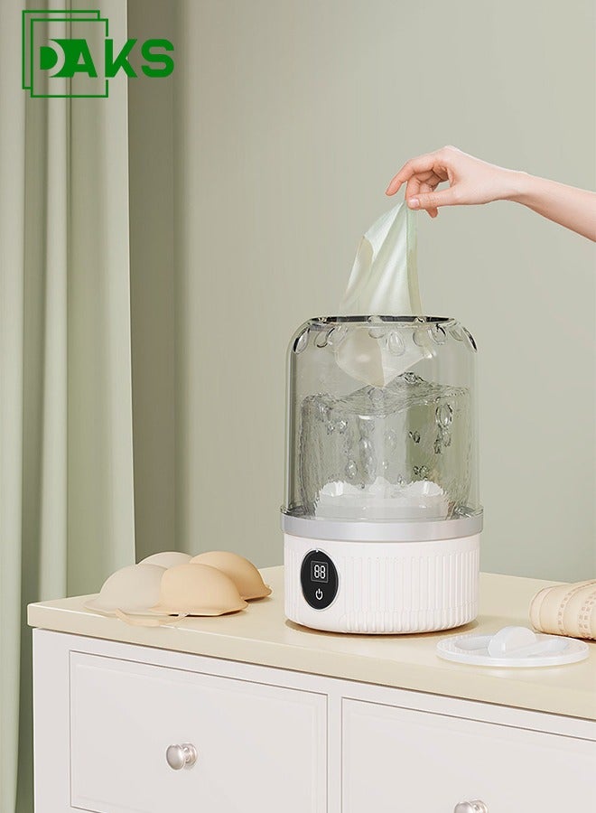 DAKS Wireless Mini Washing Machine with LCD Display – Portable Travel Laundry Washer for Underwear, Socks & Baby Clothes – Waterproof Design, Rechargeable 3000mAh Battery, 2 Cleaning Modes  - Image 1