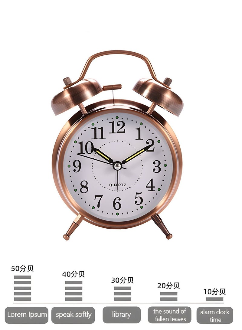 MIXDE 4'' Loud Alarm Clock For Heavy Sleepers,Metal Frame 3D Dial,Desk Table Clock For Bedroom And Home Decoration  - Image 4