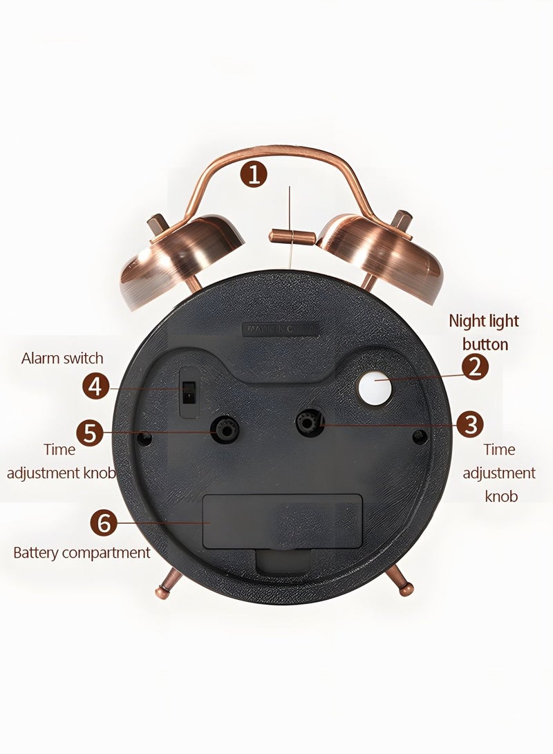 MIXDE 4'' Loud Alarm Clock For Heavy Sleepers,Metal Frame 3D Dial,Desk Table Clock For Bedroom And Home Decoration  - Image 5