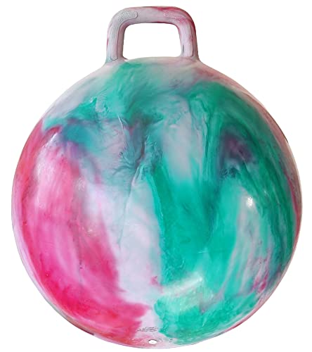 AppleRound Hippity Hoppity Hopball with Pump Siton Bouncy Exercise Ball with Handle 22 inch 55 cm for Kids Teens Ages 1013 Cloud Colors Red Green - Image 1
