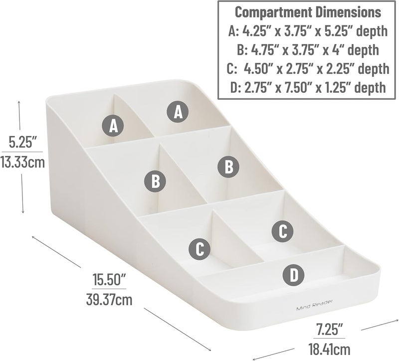 Mind Reader 7 Compartment Coffee Condiment, Cups, Lids, Sugars, Stirrers,Storage Organizer, White - Image 3