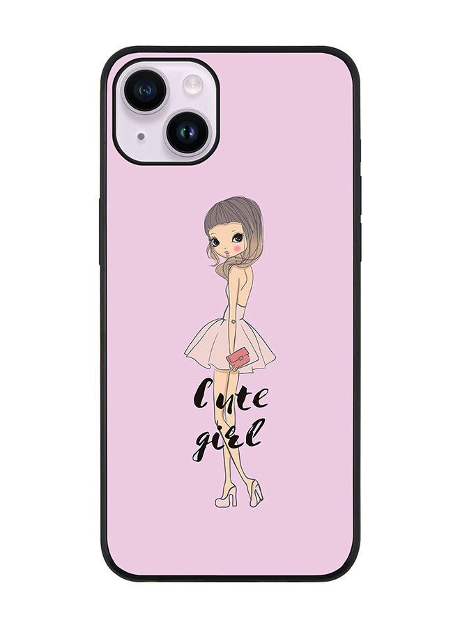 Stylizedd Rugged Black edge case for Apple iPhone 14 Slim fit Soft Case Flexible Rubber Edges Anti Drop TPU Gel Thin Cover - Coy Cute Girl - Image 1