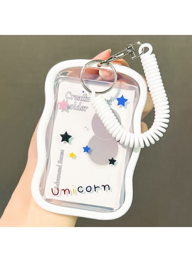 NIBEMINENT 1 - Piece Colorful Line Puppy Colorful Stars Kpop Photo Card Holder Pendant Key Chain ID Badge Holder ID Card Holder Photo Card Protector for School ID Office ID Access Card for Women Girls