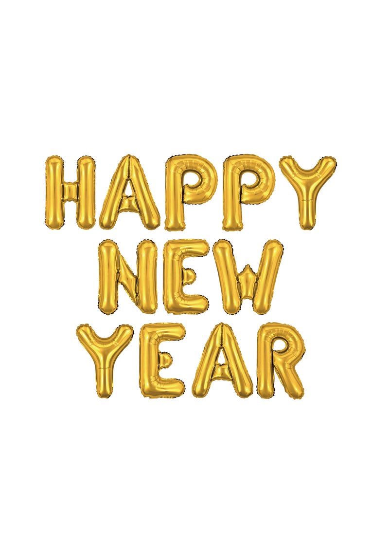 Party Zone Happy New Year Foil Balloon Set Gold 16in  - Image 1