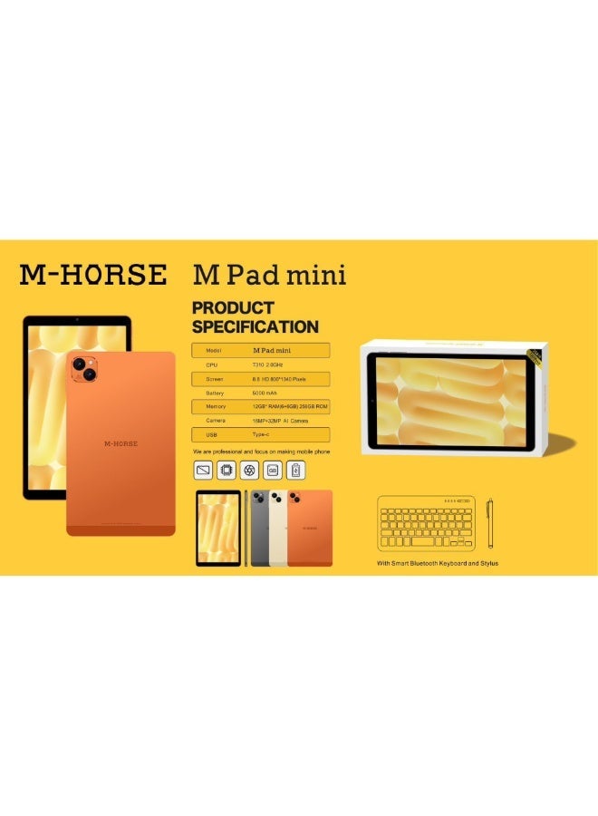 إم-هورس تابلت M-HORSE A9 Mini بشريحة اتصال 4G – شاشة 8.8 بوصة HD+ – رام 12 جيجابايت – ذاكرة 256 جيجابايت – بطارية 5000mAh – أندرويد 15 رمادي - Image 5