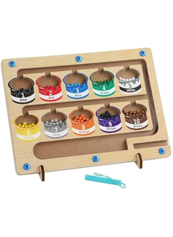 HOOKOR Kids Magnetic Color and Number Maze - Montessori Wooden Magnet Board Puzzles,Activities Counting Matching Games Motor Skills Toys For 3+ Year Boys Girls  - Image 1