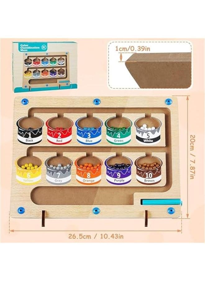 HOOKOR Kids Magnetic Color and Number Maze - Montessori Wooden Magnet Board Puzzles,Activities Counting Matching Games Motor Skills Toys For 3+ Year Boys Girls  - Image 5